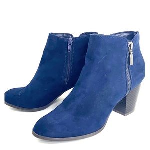 Navy suede booties